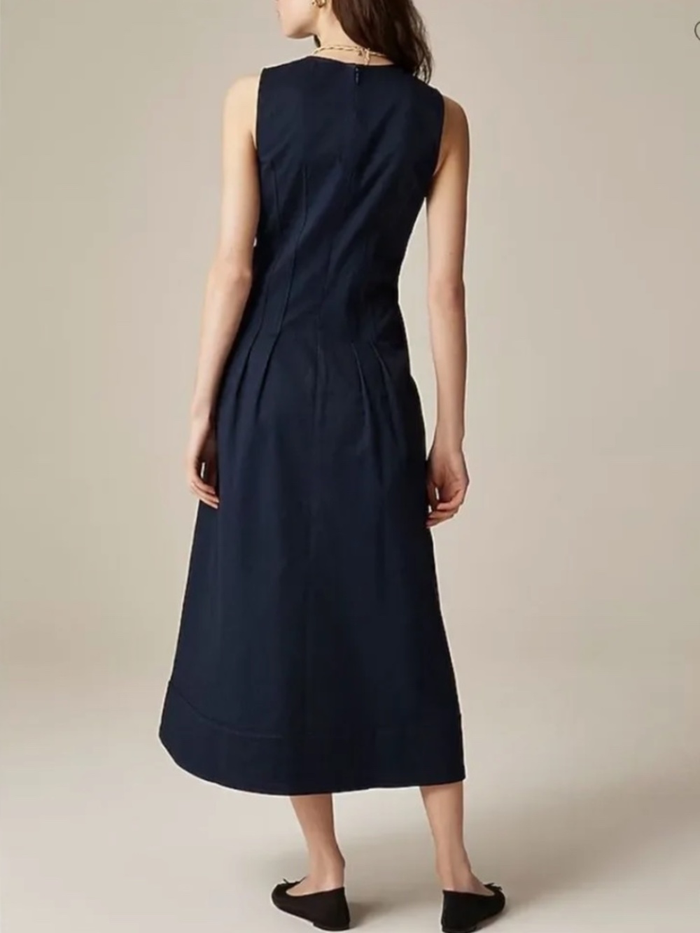 J. Crew pintuck midi dress in stretch twill in navy - Picture 3 of 3
